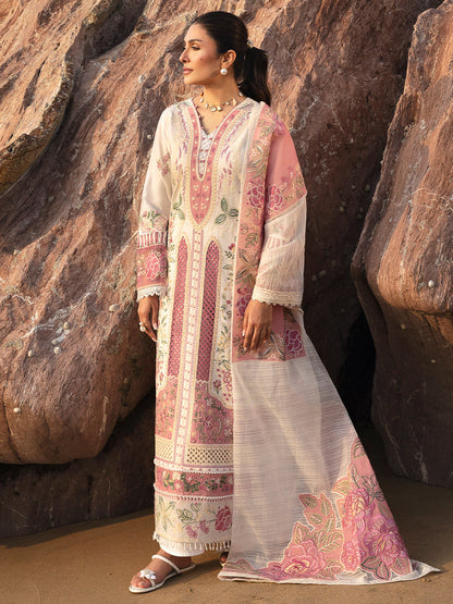 MAHNUR LAWN CHIKAN HEAVY EMBROIDERED 3 PC WITH EMBROIDERED DUPATTA