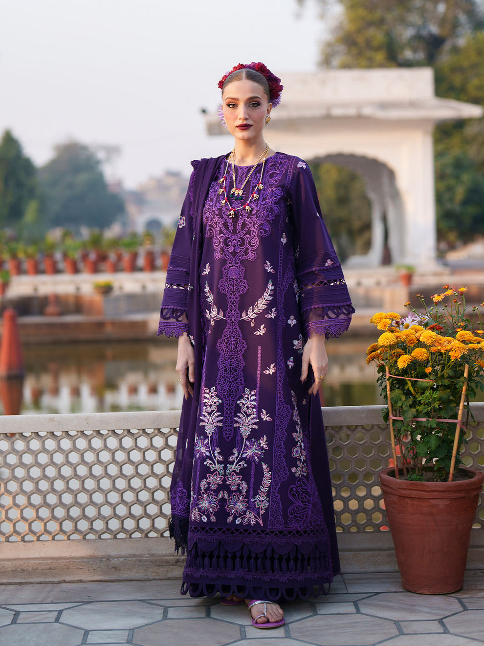 MAHNUR LUXURY WINTER EMBROIDERED 3 PC SUIT WITH EMBROIDERED SHAWL