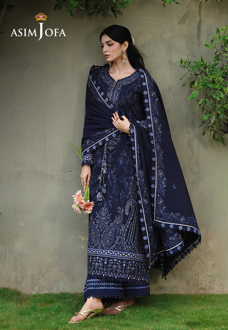 ASIM JOFA WINTER EMBROIDERED 3 PC SUIT WITH EMBROIDERED SHAWL