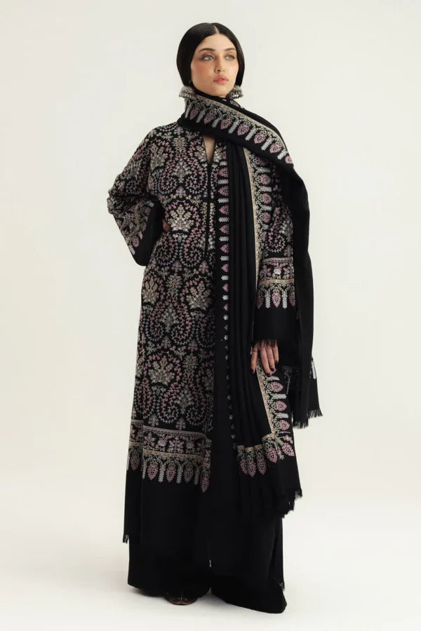ZARA SHAH JHAN WINTER EMBROIDERED 3 PC SUIT WITH EMBROIDERED SHAWL