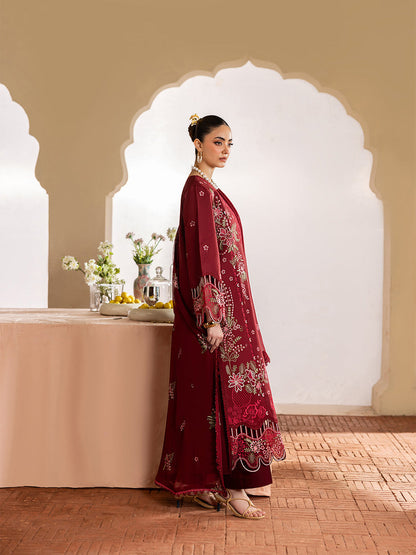 MAHNUR LUXURY WINTER EMBROIDERED 3 PC SUIT WITH EMBROIDERED SHAWL