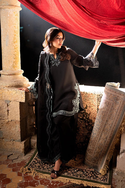 AZURE CHIFFON EMBROIDERED 3 PC SUIT WITH READY EMBROIDERED DUPPATA