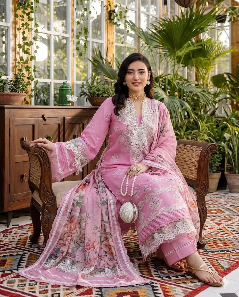 ELAF LAWN EMBROIDERED 3 PC WITH SOFT LACE DUPPTA