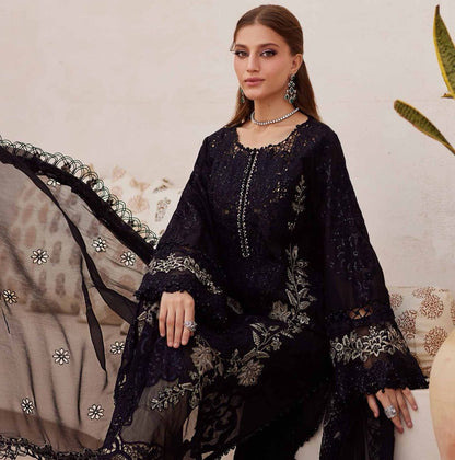 MAHNUR LAWN LUXURY EMBROIDERED 3 PC WITH EMBROIDERED DUPATTA