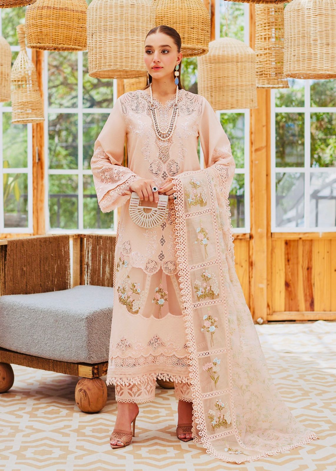 Maria B 3 Pc Embroidered luxury ready to wear Dupatta