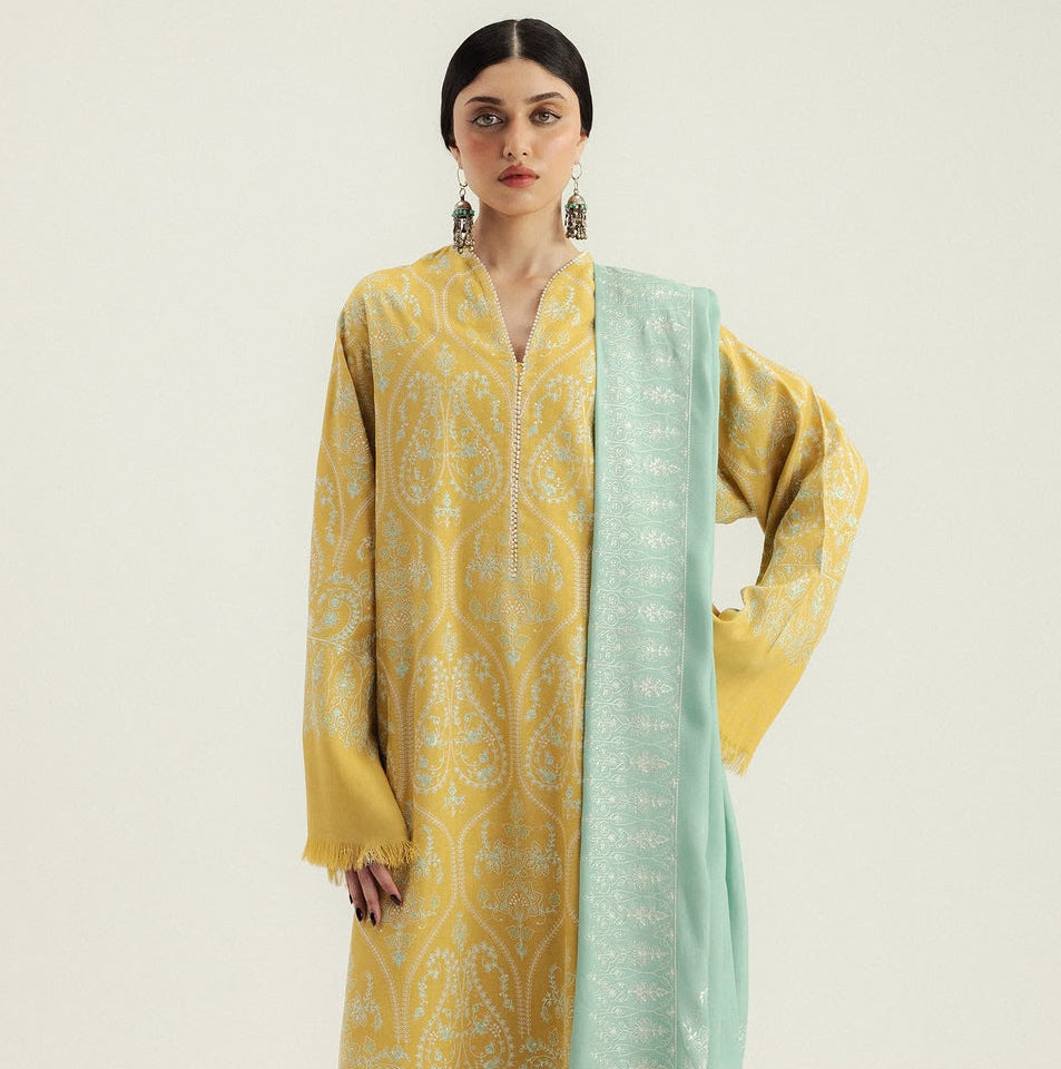 ZARA SHAH JHAN PREMIUM WINTER EMBROIDERED 3 PC SUIT WITH SOFT SHAWL