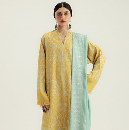 ZARA SHAH JHAN PREMIUM WINTER EMBROIDERED 3 PC SUIT WITH SOFT SHAWL