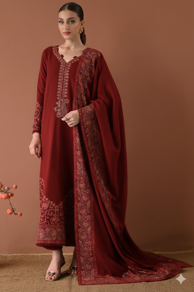 Zaib Luxury Embroidered 3 PC with Embroidery Shawl