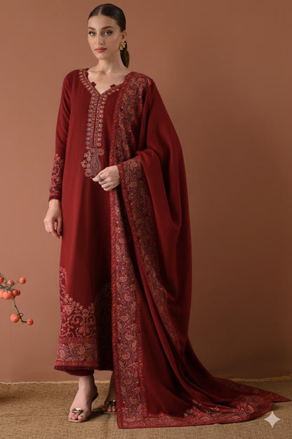 Zaib Luxury Embroidered 3 PC with Embroidery Shawl