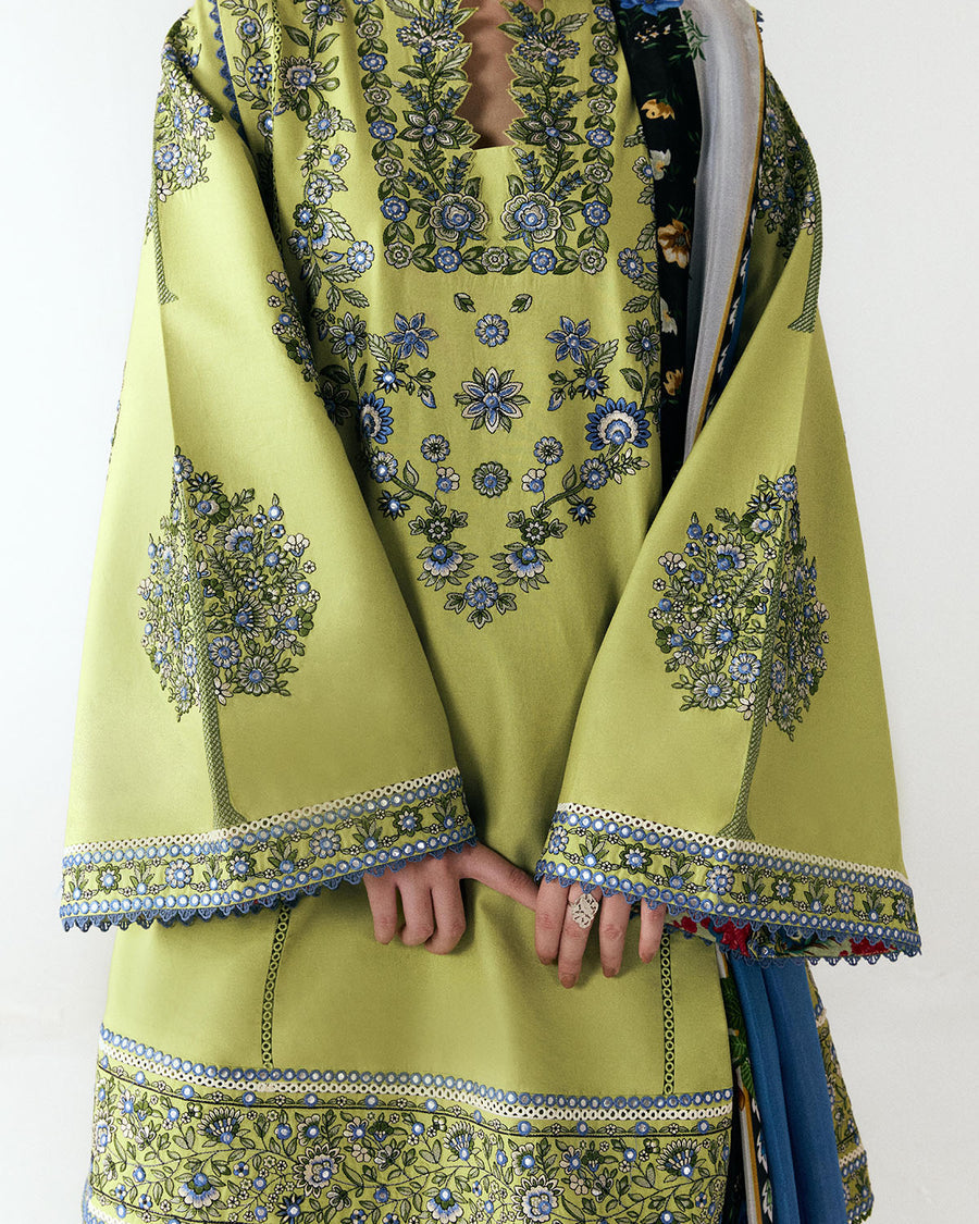HUSSAIN REHAR WINTER EMBROIDERED 3 PC SUIT WITH EMBROIDERED SHAWL