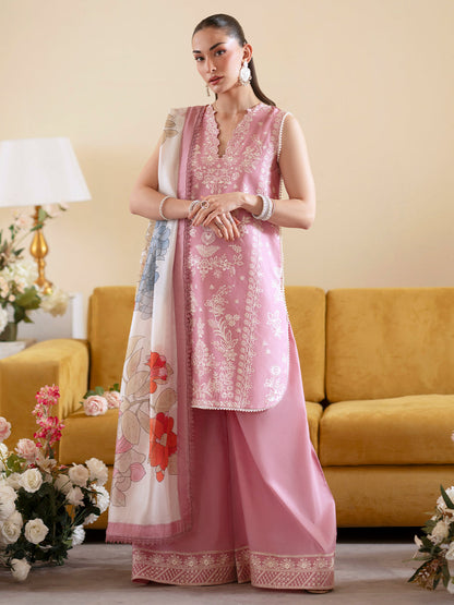 MAHNUR ORIGINAL LAWN BY EMBER 3 PC WITH SOFT SILK DUPATA