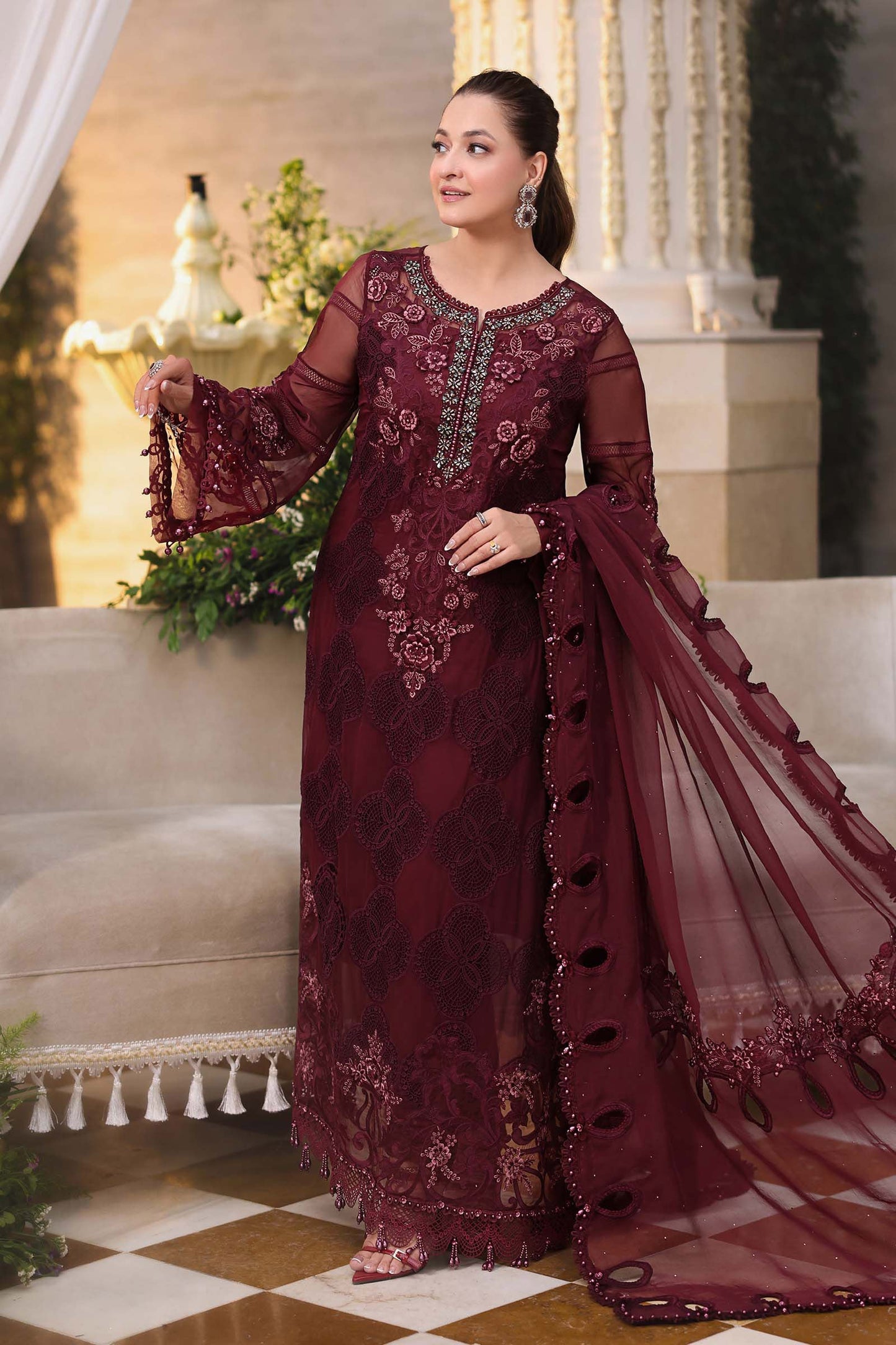 MARIA B CHIFFON EMBROIDERED 3 PC WITH EMBROIDERED DUPPATA